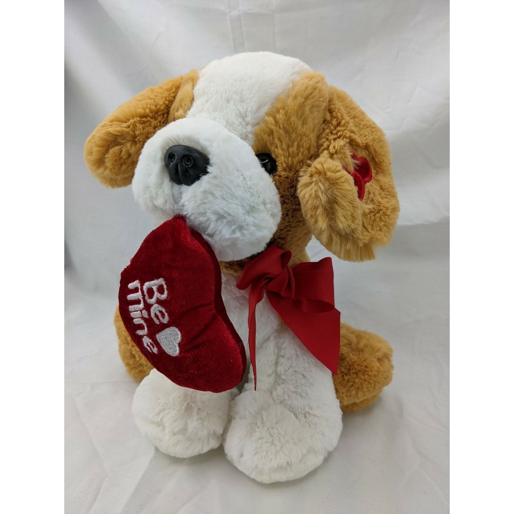 Dan Dee Dog Plush 11 Inch Brown‎ White Be Mine Heart Stuffed Animal Toy